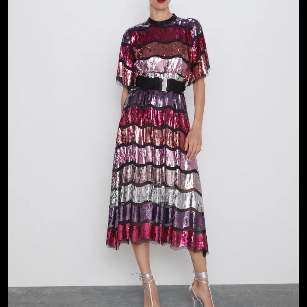 Zara limited edition sequin midi dress